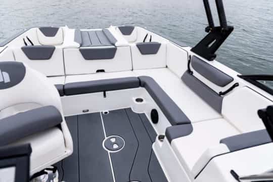 The seating of the Bayliner Heyday WT-2DC Wakeboard Boat For Sale at Bates Wharf
