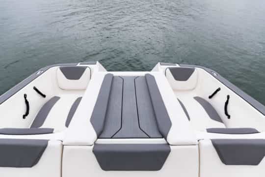 The rear of the Bayliner Heyday WT-2DC Wakeboard Boat For Sale at Bates Wharf