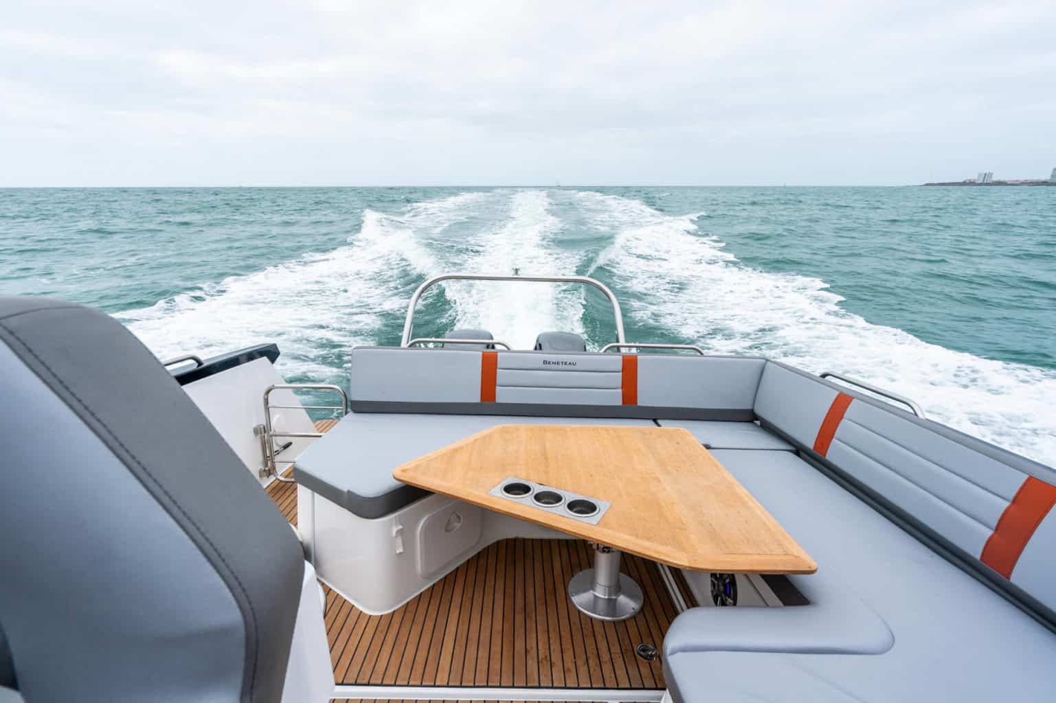 The rear of the Beneteau Flyer 10 for sale UK at Bates Wharf