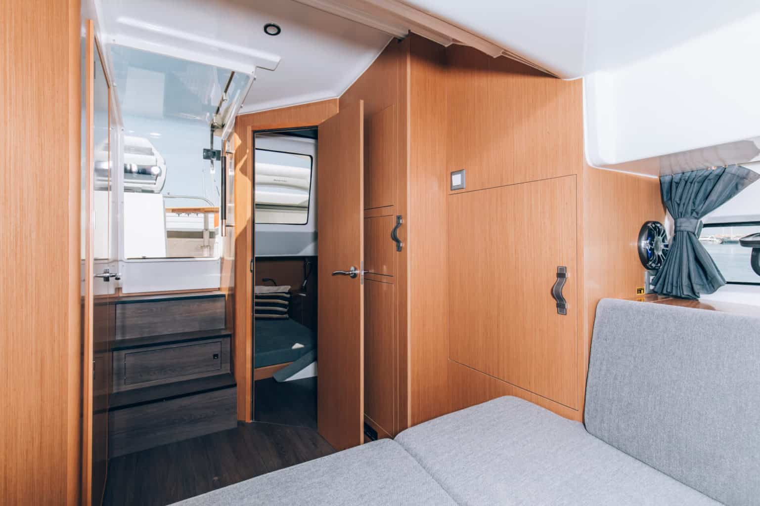 Below deck on the Beneteau Flyer 10 for sale UK at Bates Wharf