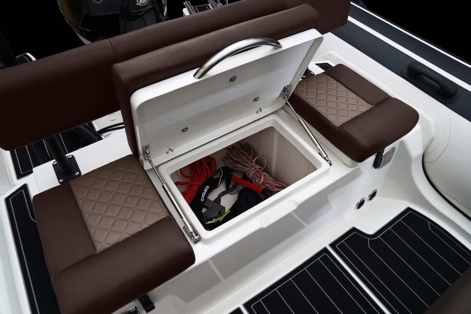The seat storage compartment of the Brig Navigator 24