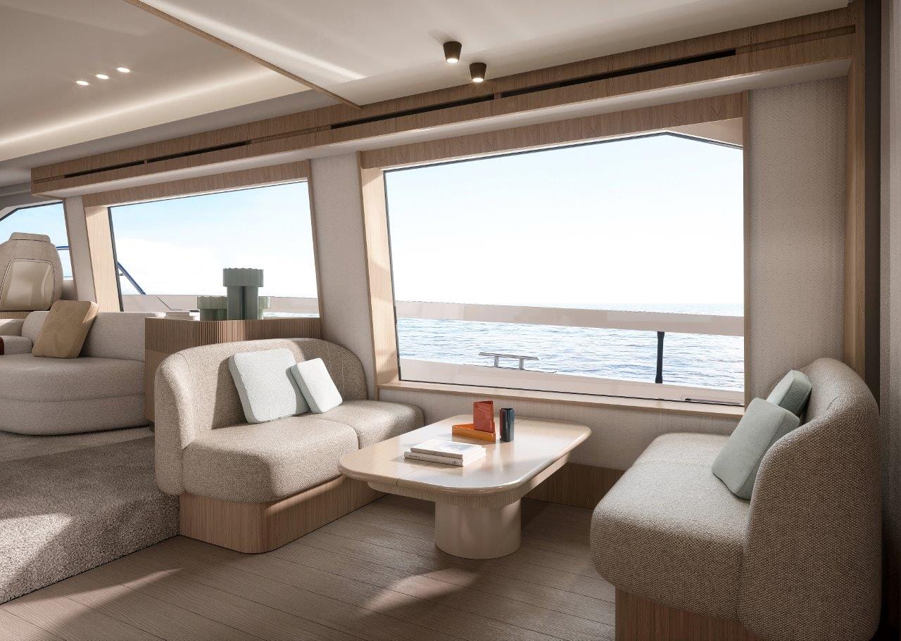 The interior of the Azimut Fly 62 for sale UK at Bates Wharf Marine Sales