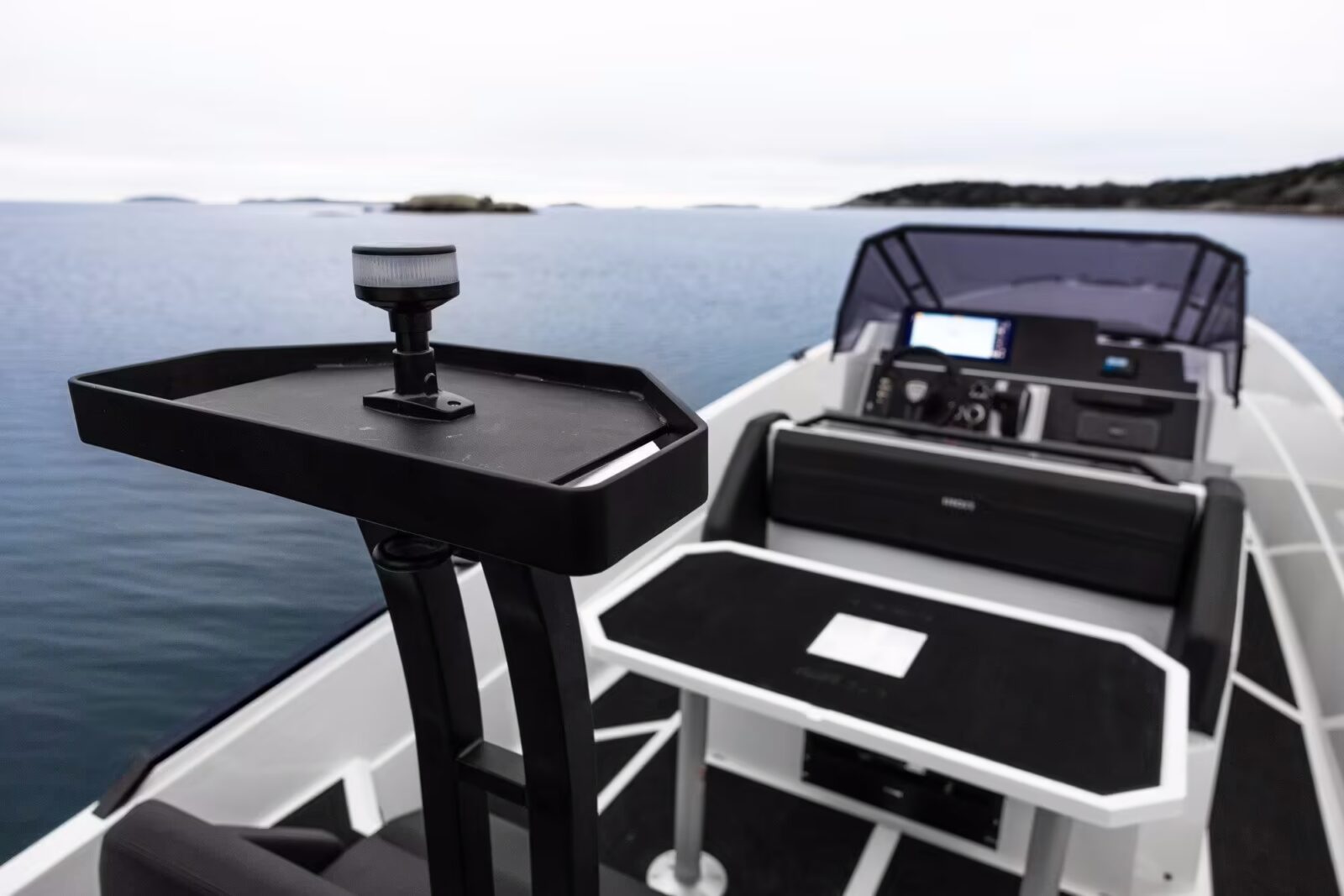 Onboard the Iron 907 boat for sale UK at Bates Wharf