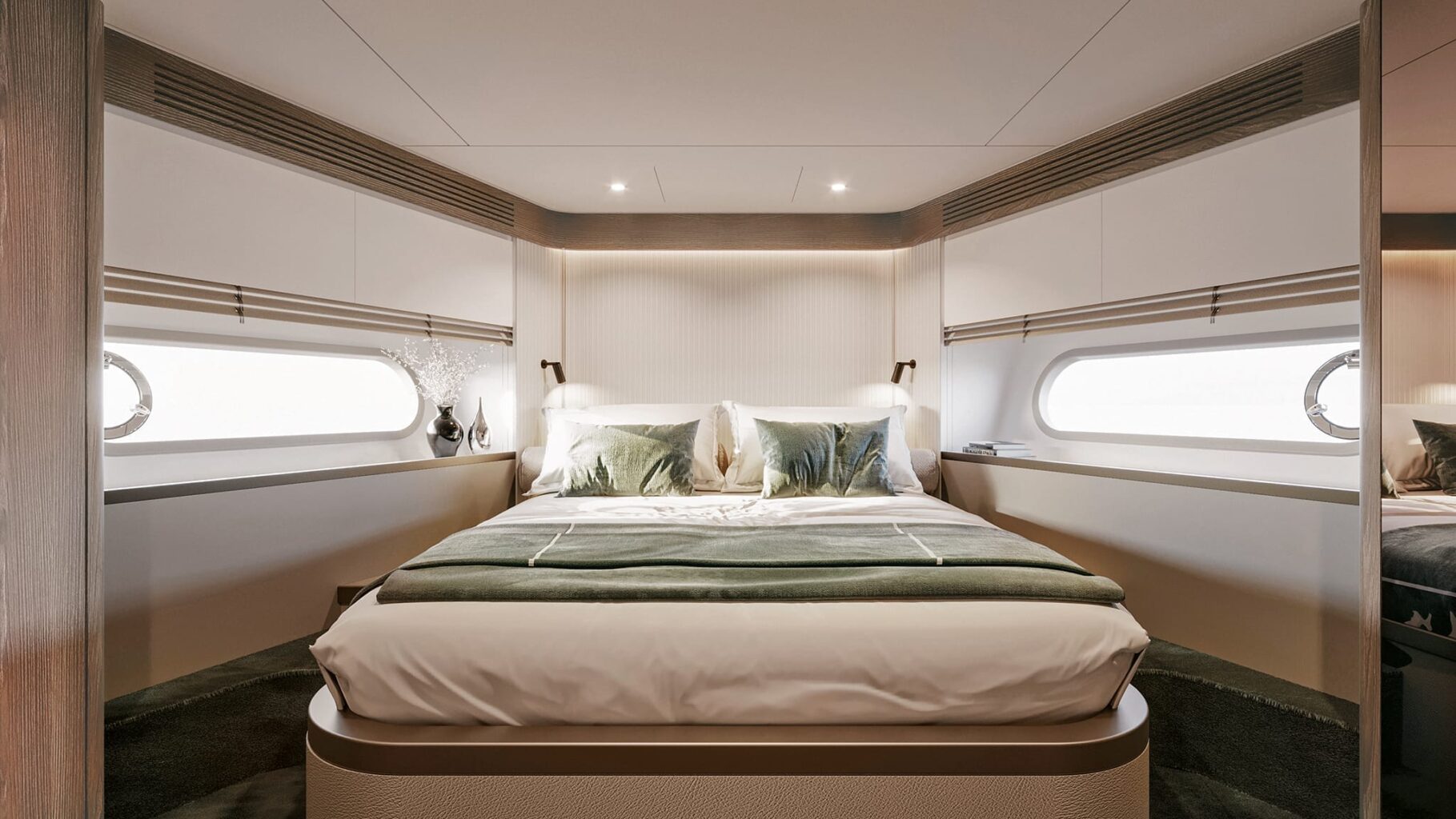 The cabin of the Azimut Magellano 60 for sale UK at Bates Wharf